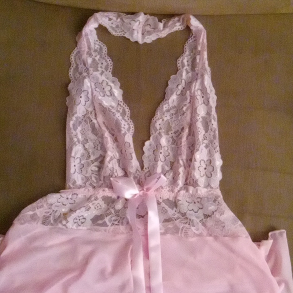 SEXY Baby Pink Halter Lingerie Nighty